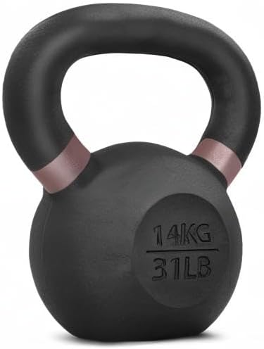 Yes4All Powder Coated Kettlebell, Cast Iron Core Kettlebells with Non-Slip Handle & Flat Bottom for Conditioning, Heavy Duty for Strength Training, 9lb to 71lb - Single & Pair