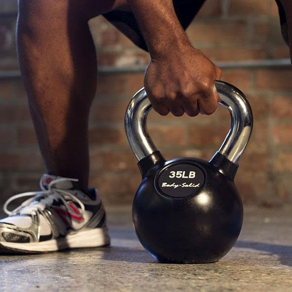 Body-Solid Chrome Rubber Coat Kettlebells 5-80 Pounds