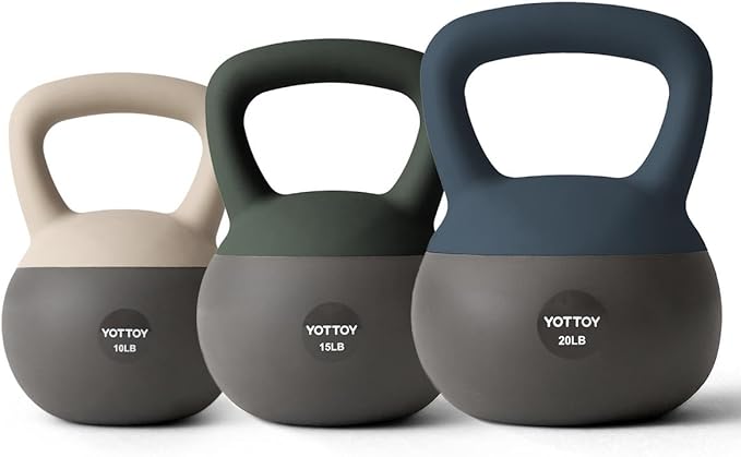 YOTTOY Soft Kettlebell, Set for Strength Training Kettlebells & Home Workouts, Soft-Sided Cushioned Base, Wide-Handle - Ideal for Men, Women, & Beginners