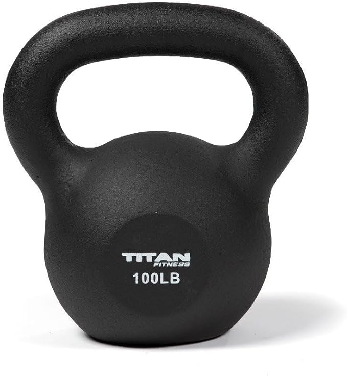 Titan Fitness 100 LB Cast Iron Kettlebell, Single Piece Casting, LB Markings, Full Body Workout