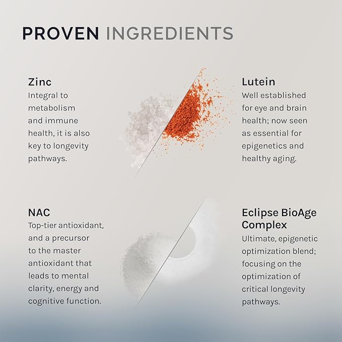 InfiniWell InfiniAge Longevity Supplements - Advanced Cellular Health Supplements with Lutein, N-Acetyl Cysteine (NAC) & Low Dose Zinc - Support Nutrient Sensing & Mitochondrial Health (30 Capsules)
