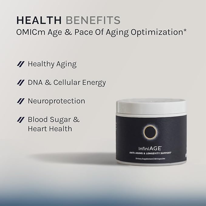 InfiniWell InfiniAge Longevity Supplements - Advanced Cellular Health Supplements with Lutein, N-Acetyl Cysteine (NAC) & Low Dose Zinc - Support Nutrient Sensing & Mitochondrial Health (30 Capsules)