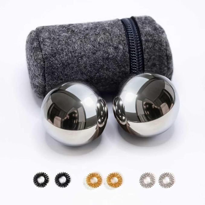 1.5-inch Stainless Steel Chiming Baoding Balls Chinese Health Balls for Hand Therapy, Exercise & Stress Relief (1.5inch)
