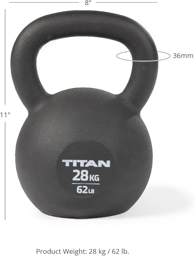 Titan Fitness Cast Iron Kettlebell, Single Piece Casting, KG and LB Markings, Full Body Workout