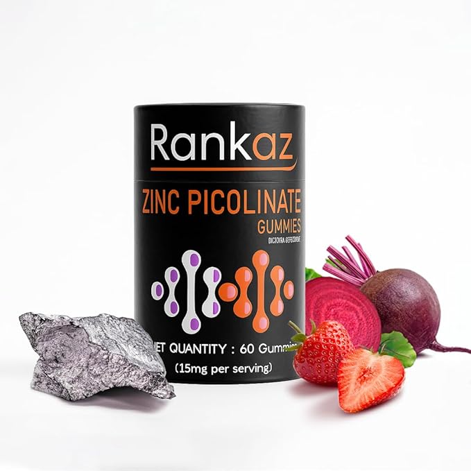 Zinc Gummies - Zinc Picolinate 15mg, Highly Absorbable Supplement for Men and Women, 60 Gummies