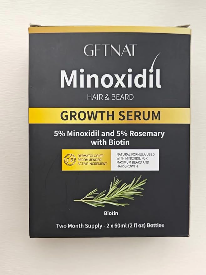 5% Minoxidil with Rosemary for Men and Women Hair Growth,Beard Growth Kit,Scalp Serum for Thicker Fuller Hair