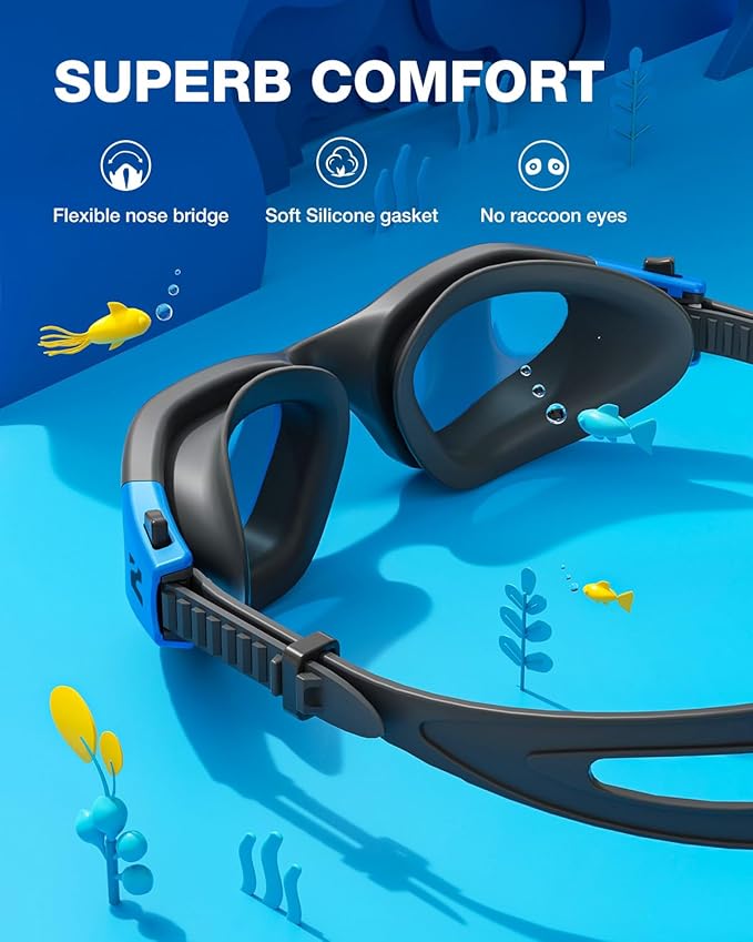 ZIONOR Kids Swim Goggles, G1MINI SE Anti-Fog Swimming Goggles for Kid Child 6-14