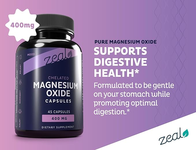 Zeal Premium Chelated Magnesium Oxide (400mg | 45 Capsules)