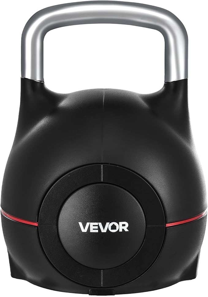 VEVOR Kettlebell, Adjustable Kettlebell with 7 Weight Levels, Die-Cast Aluminum and ABS Material, for Grip Strength Training, Full-body Workout & Cross-Training