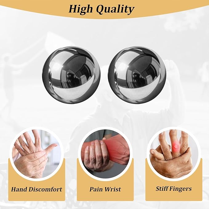 1.5-inch Stainless Steel Chiming Baoding Balls - Hand Exercise Balls for Meditation, Stress Relief, Suitable for Home, Office and Travel (1.5inch)