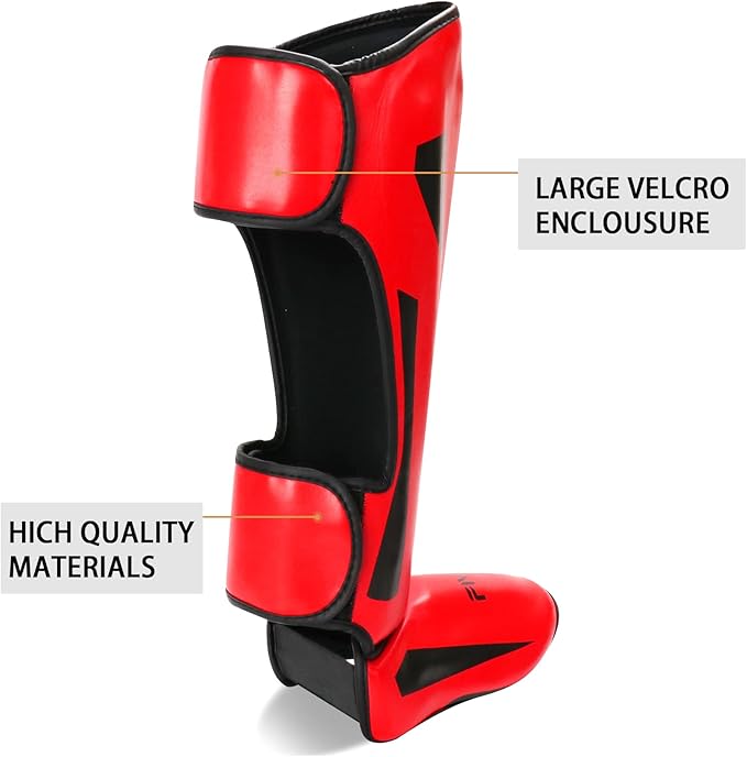 FIVING MMA Martial Arts Shin Guards – Padded, Adjustable Muay Thai Leg Guards with Instep Protection for Kickboxing/MMA Training and Sparring – Durable, Professional MMA Equipment