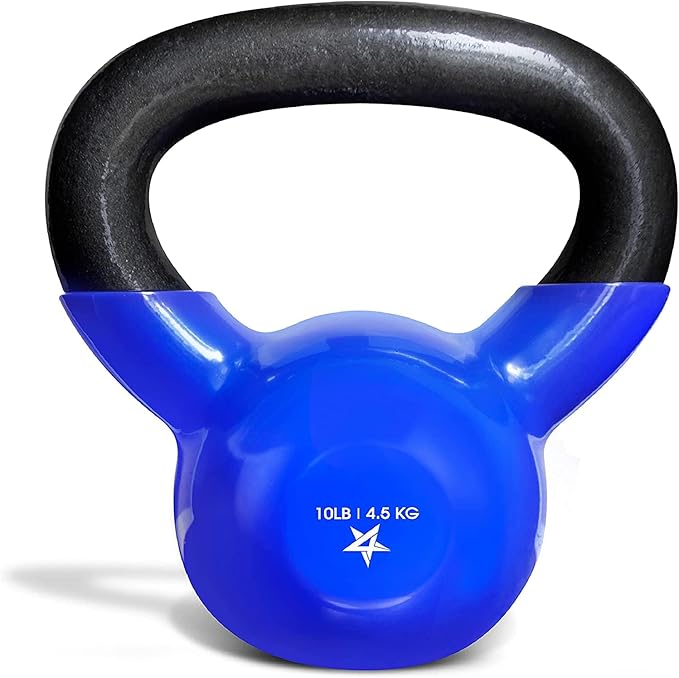 Yes4All Kettlebell, 5-100 LB Vinyl Coated Cast Iron Strength Training Kettlebells for Home Gym Exercises, Fitness, Full Body Workout Equipment, Push Ups, and Grip Strength