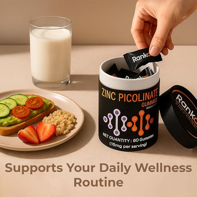 Zinc Gummies - Zinc Picolinate 15mg, Highly Absorbable Supplement for Men and Women, 60 Gummies