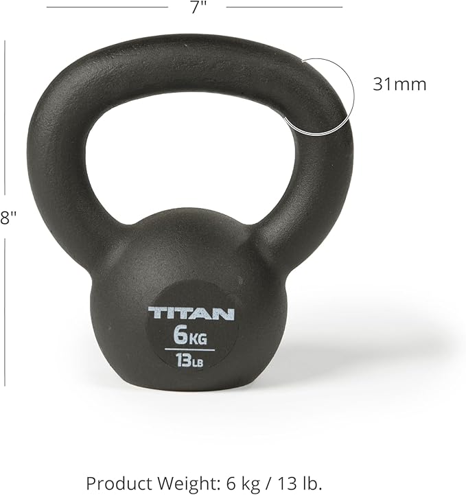 Titan Fitness Cast Iron Kettlebell, Single Piece Casting, KG and LB Markings, Full Body Workout