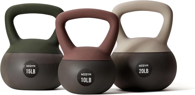 WeGym Soft Kettlebells with Cushioned Impact-Resistant Base and Anti-Slip, Wide-Grip Handle for Home Workouts, Weightlifting, and Full Body Strength Training