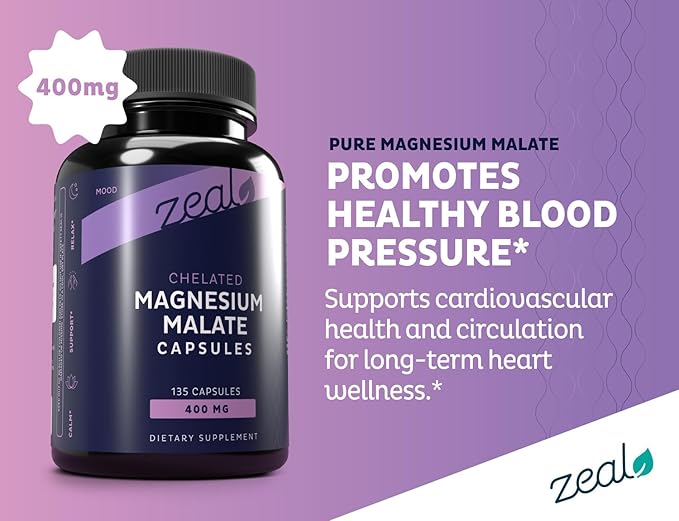 Zeal Premium Chelated Magnesium Malate (400mg | 135 Capsules)