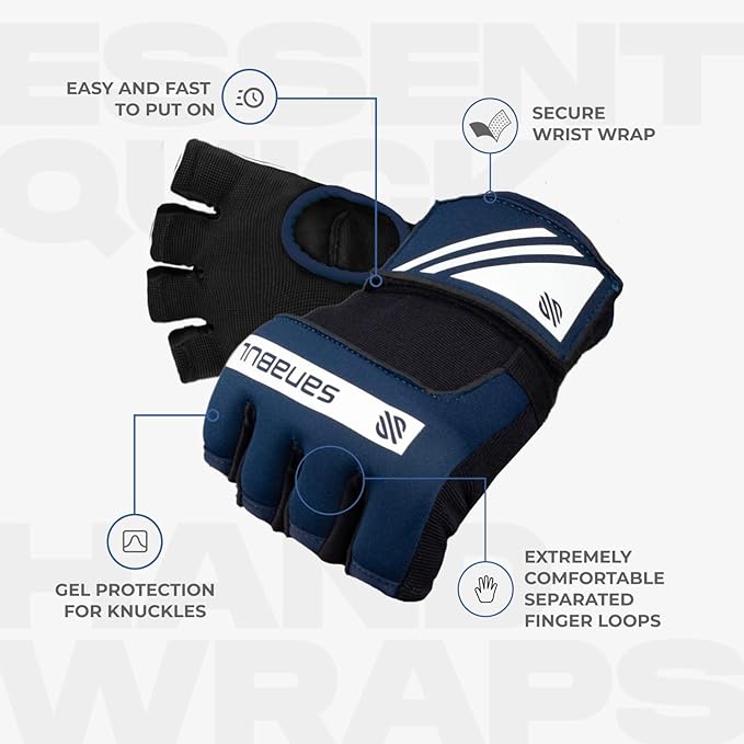 Sanabul Gel Boxing Hand Wraps for Men & Women Muay Thai MMA Kickboxing Quick Wraps Boxing Inner Gloves Wrist Knuckle Protection