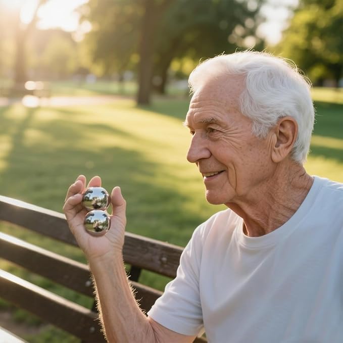 1.5-inch Stainless Steel Chiming Baoding Balls - Hand Exercise Balls for Meditation, Stress Relief, Suitable for Home, Office and Travel (1.5inch)