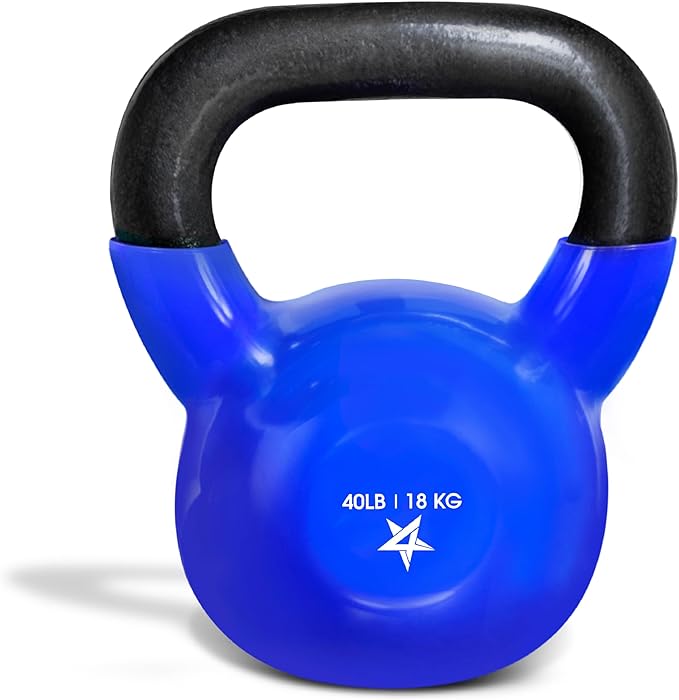 Yes4All Kettlebell, 5-100 LB Vinyl Coated Cast Iron Strength Training Kettlebells for Home Gym Exercises, Fitness, Full Body Workout Equipment, Push Ups, and Grip Strength