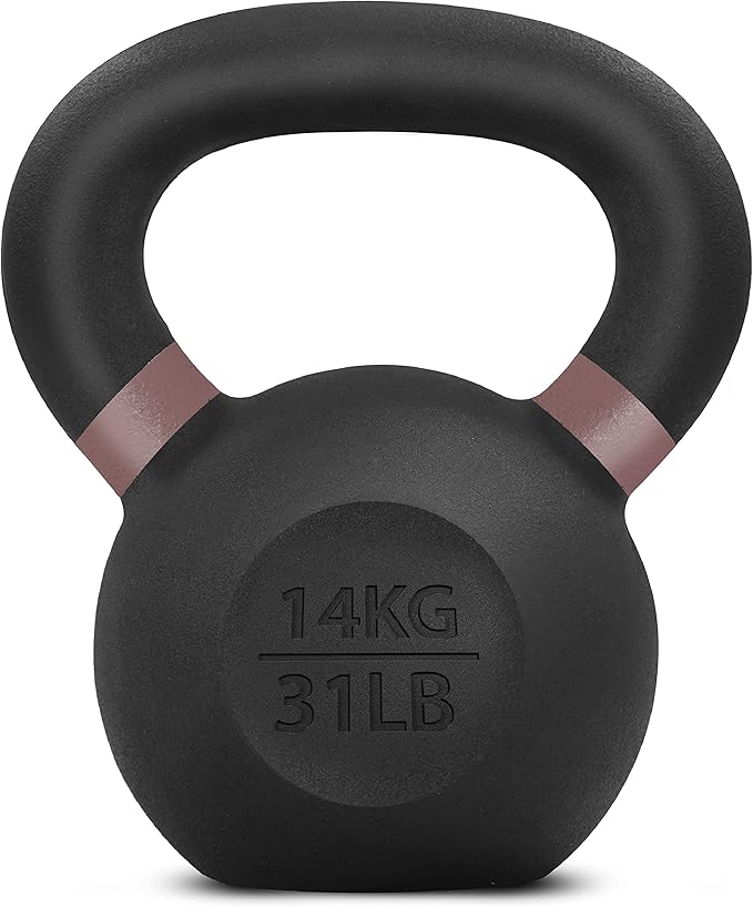 Yes4All Powder Coated Kettlebell, Cast Iron Core Kettlebells with Non-Slip Handle & Flat Bottom for Conditioning, Heavy Duty for Strength Training, 9lb to 71lb - Single & Pair