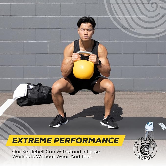 Kettlebell Kings Competition Kettlebells Weight (35mm handle) 8-48 KG | Hand weights Workout Gym Equipment & Strength training sets for Women & Men for Home Gym | Suitable for High Repetition Workouts