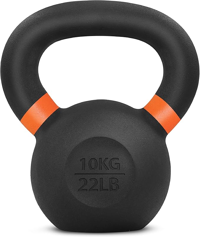 Yes4All Powder Coated Kettlebell, Cast Iron Core Kettlebells with Non-Slip Handle & Flat Bottom for Conditioning, Heavy Duty for Strength Training, 9lb to 71lb - Single & Pair