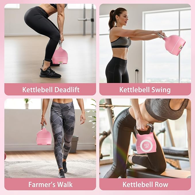 LIFERUN Adjustable Kettlebell Weight Set, 7 Weights, 22.5 lb or 44 lb, Quick-Change Handle for Home Gym, Space-Saving Design for Strength Training