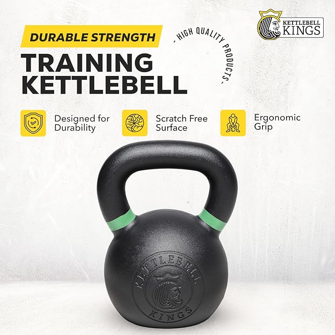Kettlebell Kings Powder Coated Kettlebell Weights 5-90 LB | Workout Gym Equipment & Strength training sets for Women & Men | Durable Coating for Grip Strength, Rust Prevention