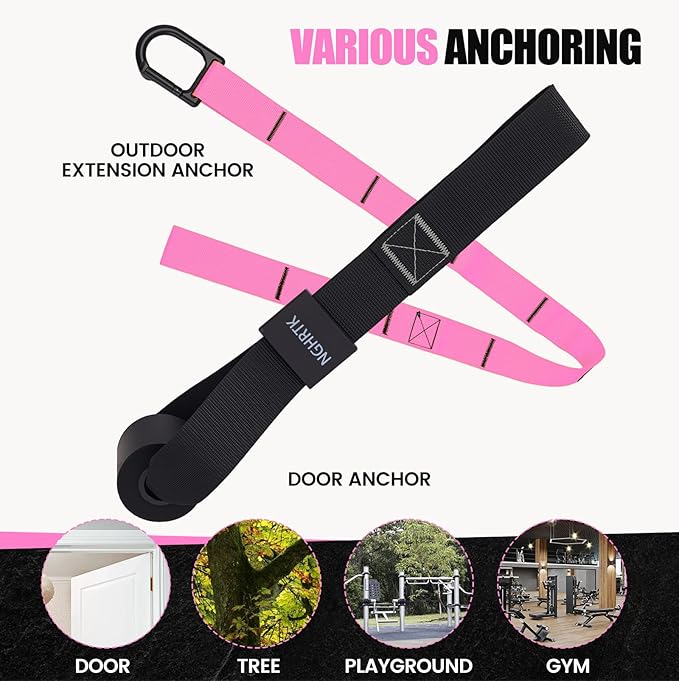 Home Suspension Training Kit with Suspension Trainer, Straps & Bands – Adjustable Full-Body Workout System for Home Gym, Yoga, Pilates, Travel | Compact Design