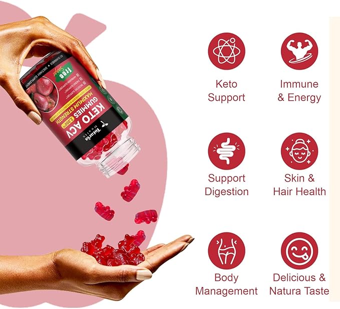 2 Pack Keto ACV Gummies - 4000mg Apple Cider Vinegar Gummies Sugar-Free with Probiotics, B12, Keto Supplements for Women & Men 120 Counts