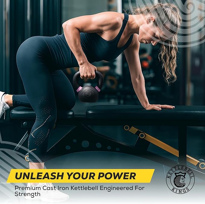 Kettlebell Kings Powder Coated Kettlebell Weights - 9-97 lb Strength Training Kettlebells for Men and Women - Hand Weights Workout Gym Equipment - Weights Set for Home Gym- New