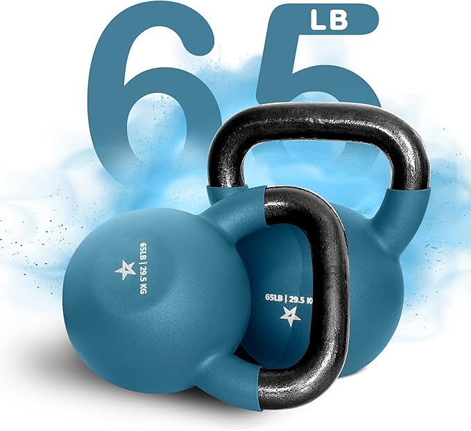 Yes4All Kettlebell, 5-65 LB Neoprene Coated Cast Iron Kettlebells, Wide Grip Handle & Flat Bottom for Swings, Squats, Deadlifts, Push Ups & Full Body Training at Home Gym - Single & Set