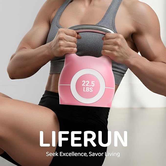 LIFERUN Adjustable Kettlebell Weight Set, 7 Weights, 22.5 lb or 44 lb, Quick-Change Handle for Home Gym, Space-Saving Design for Strength Training