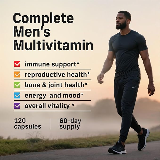 Alpha Tribe Multivitamin for Men with Seamoss Black Seed Oil Ashwagandha Burdock Root, Turmeric Bladderwrack, Vitamin C, Elderberry, Manuka, Yellow Dock | Daily Men's Vitamins and Minerals Supplement