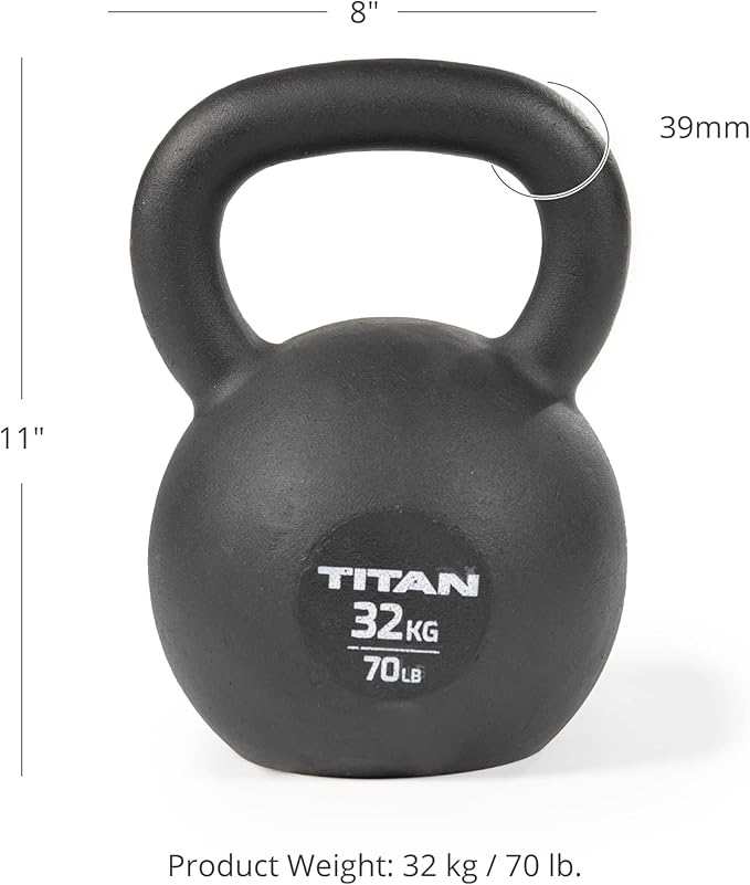 Titan Fitness Cast Iron Kettlebell, Single Piece Casting, KG and LB Markings, Full Body Workout