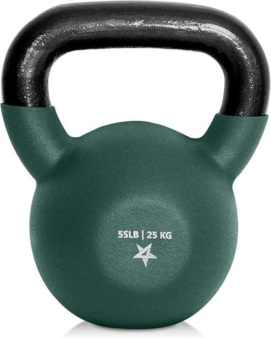 Yes4All Kettlebell, 5-65 LB Neoprene Coated Cast Iron Kettlebells, Wide Grip Handle & Flat Bottom for Swings, Squats, Deadlifts, Push Ups & Full Body Training at Home Gym - Single & Set