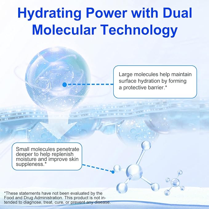 2PCS Hyaluronic Acid Powder, Hyaluronic Acid Supplements for Skin Care, Cosmetic Grade, Low Molecular Weight, Water-Soluble DIY Facial Serum for Face Hydration & Moisture
