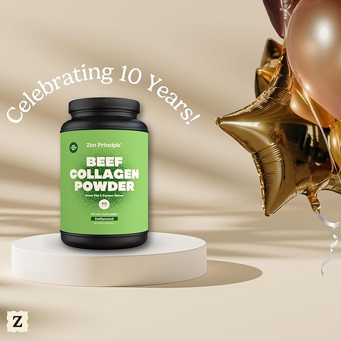 Zen Principle Grass-Fed Agglomerated Hydrolyzed Collagen Peptides 3 lb. Anti-Aging Protein Powder for Healthy Hair, Skin & Joints. Paleo and Keto Friendly, GMO and Gluten Free, Pasture-Raised Bovine.