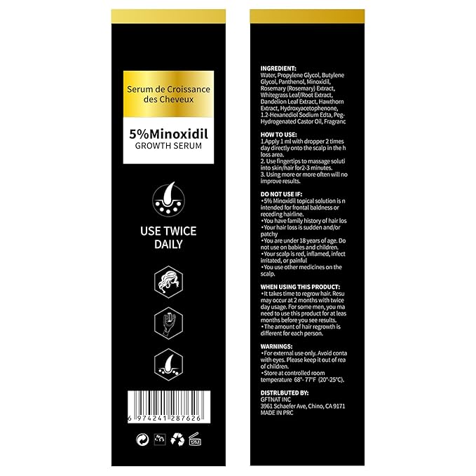 5% Minoxidil with Rosemary for Men and Women Hair Growth,Beard Growth Kit,Scalp Serum for Thicker Fuller Hair