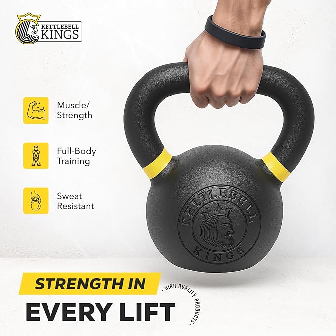 Kettlebell Kings Powder Coated Kettlebell Weights 5-90 LB | Workout Gym Equipment & Strength training sets for Women & Men | Durable Coating for Grip Strength, Rust Prevention