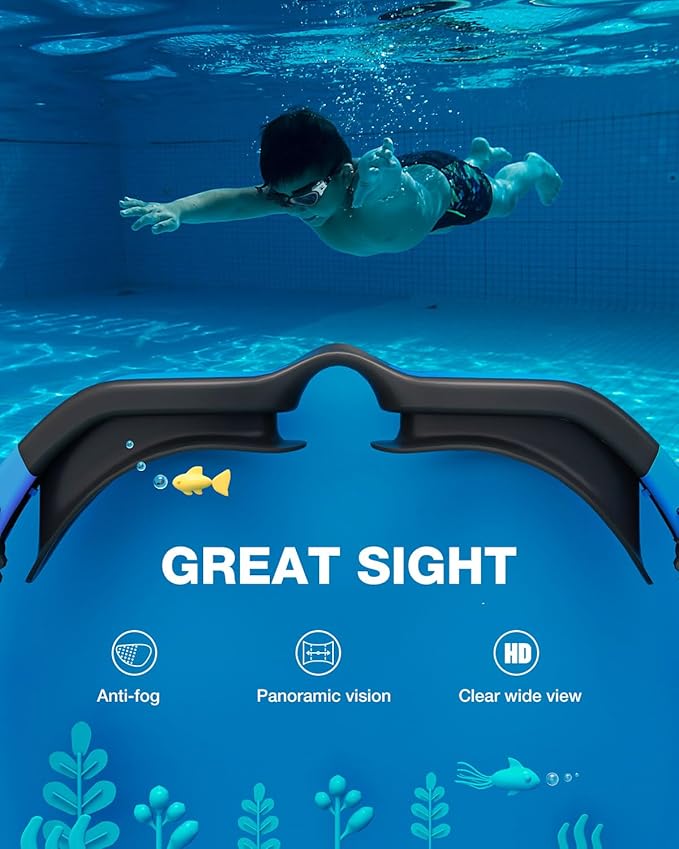 ZIONOR Kids Swim Goggles, G1MINI SE Anti-Fog Swimming Goggles for Kid Child 6-14