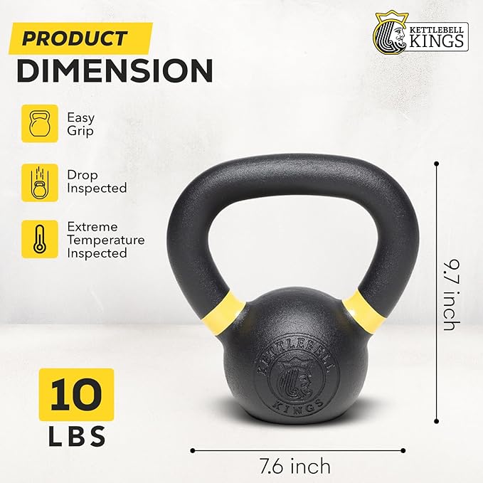 Kettlebell Kings Powder Coated Kettlebell Weights 5-90 LB | Workout Gym Equipment & Strength training sets for Women & Men | Durable Coating for Grip Strength, Rust Prevention