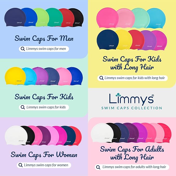 Limmys Premium Swim Cap for Women with Long Hair – Soft Silicone Swimming Cap for Women – Comfortable, Extra Room Fit, Chlorine Resistant & Hypoallergenic – Trusted by Swimmers Worldwide