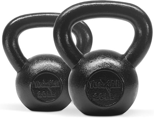 Yes4All Kettlebell Sets, 5 - 10 - 15 - 20 - 25 - 30 LB Cast Iron Strength Training Kettlebells, Wide Handles & Flat Bottom, Multi-Level from Beginners to Pros for Strength Training & Home Gym