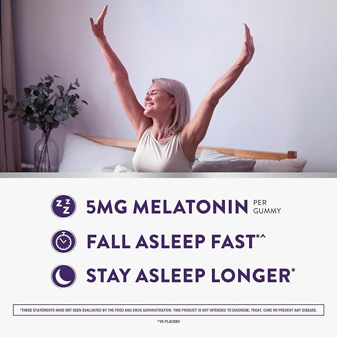 ZzzQuil Pure Zzzs Melatonin Gummies, Melatonin 5mg, Sleep Aid, with Chamomile & Lavender, Melatonin Sleep Gummies, Sleep Aids for Adults, Berry Flavored, 60 Sleep Gummies