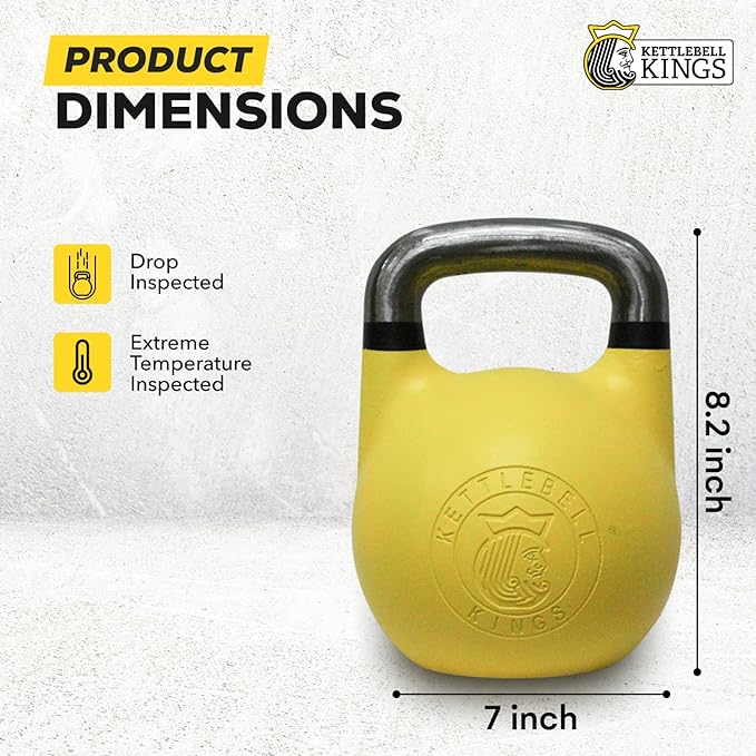 Kettlebell Kings Competition Kettlebells Weight (35mm handle) 8-48 KG | Hand weights Workout Gym Equipment & Strength training sets for Women & Men for Home Gym | Suitable for High Repetition Workouts