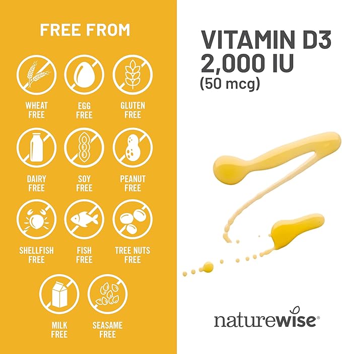 NatureWise Vitamin D3 2000iu (50 mcg) 200-Day Supply for Immune Support, Healthy Muscle Function, and Bone Health - Non-GMO, Gluten Free in Organic Extra Virgin Olive Oil, (Mini Softgel), 200 Count