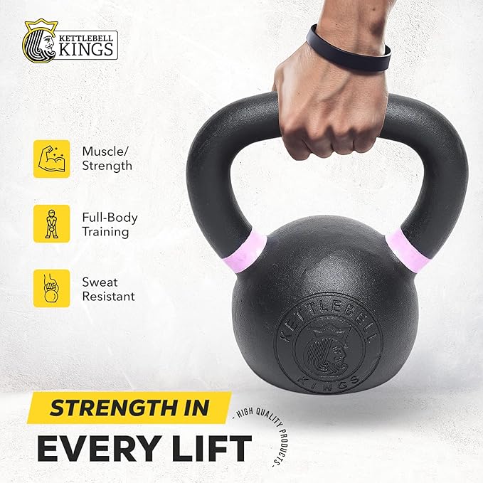 Kettlebell Kings Powder Coated Kettlebell Weights - 9-97 lb Strength Training Kettlebells for Men and Women - Hand Weights Workout Gym Equipment - Weights Set for Home Gym- New