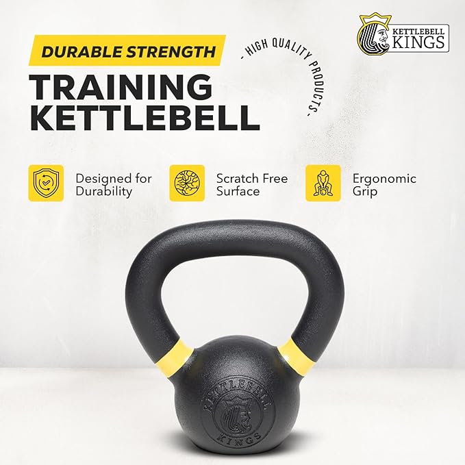 Kettlebell Kings Powder Coated Kettlebell Weights 5-90 LB | Workout Gym Equipment & Strength training sets for Women & Men | Durable Coating for Grip Strength, Rust Prevention