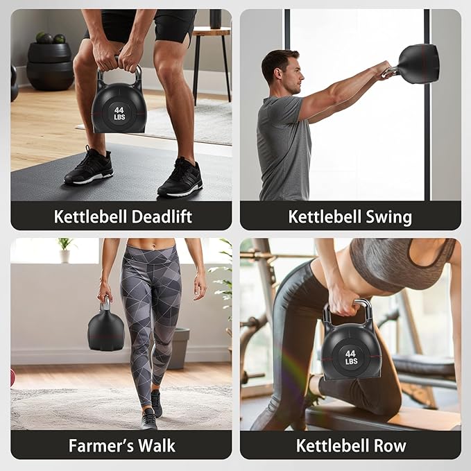 LIFERUN Adjustable Kettlebell Weight Set, 7 Weights, 22.5 lb or 44 lb, Quick-Change Handle for Home Gym, Space-Saving Design for Strength Training